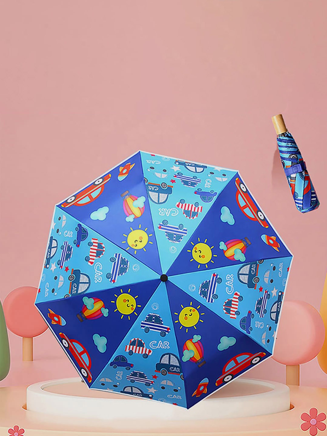 

Little Surprise Box LLP Conversational Printed 3 Fold Umbrella, Blue