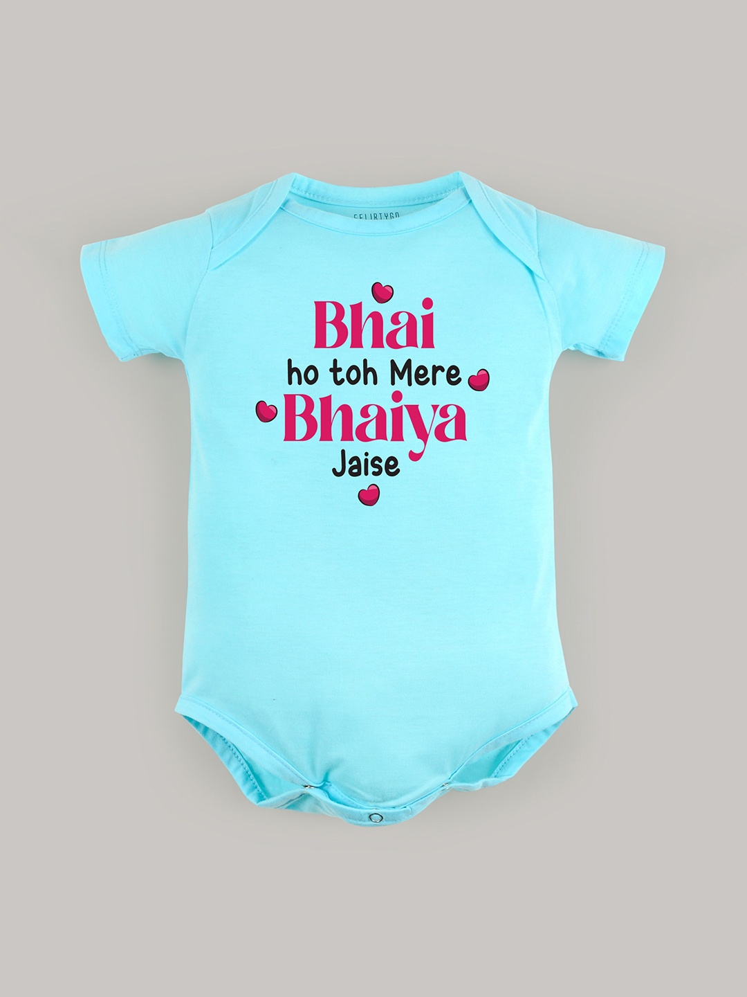 

FFLIRTYGO Kids Typography Printed Pure Cotton Bodysuit, Turquoise blue