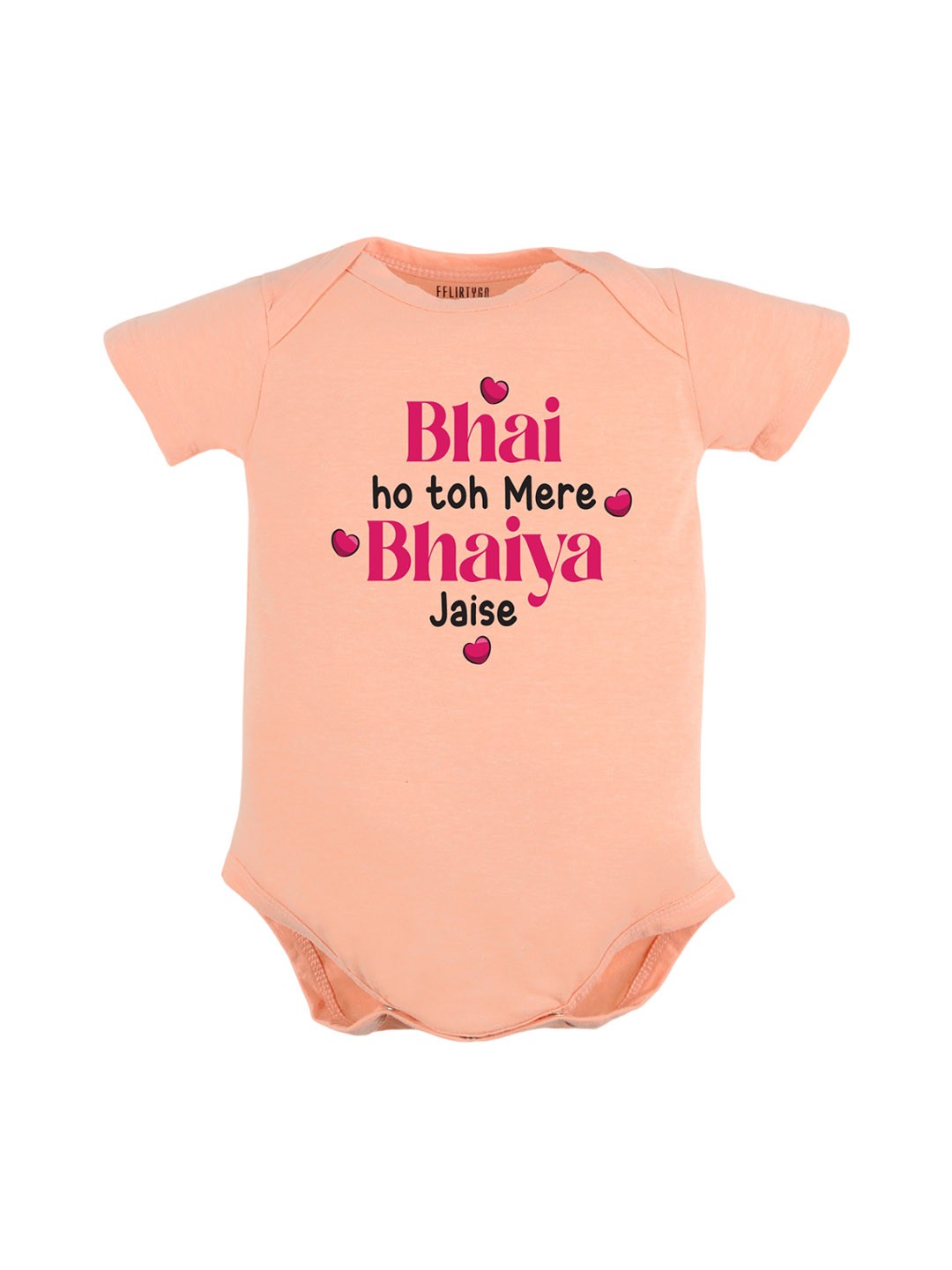 

FFLIRTYGO Infants Typography Printed Cotton Bodysuit, Peach