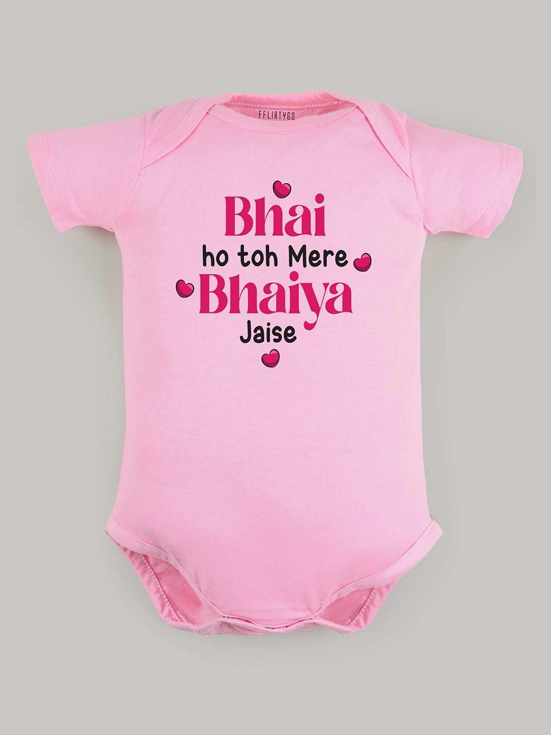 

FFLIRTYGO Kids Typography Printed Pure Cotton Bodysuit, Pink