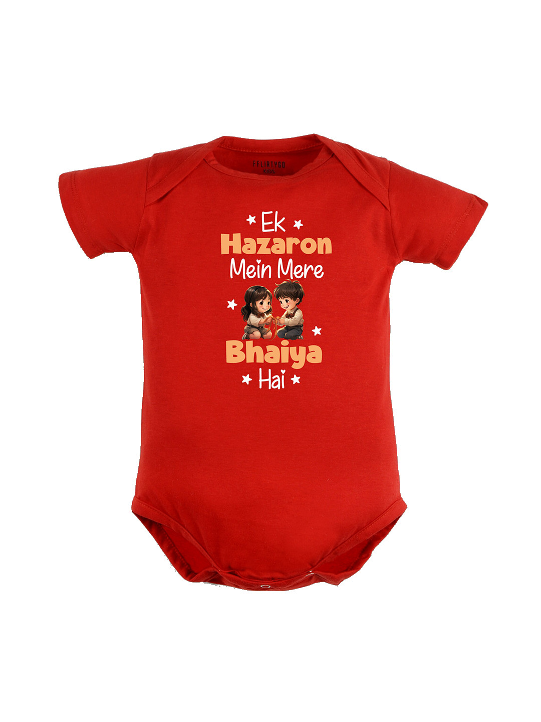 

FFLIRTYGO Infants Kids Typography Printed Pure Cotton Bodysuit, Red