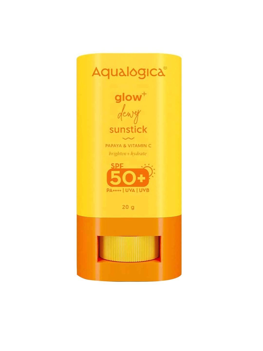 

Aqualogica Glow+ Dewy SPF50+ Sunstick with Papaya & Vitamin C - 20g, Yellow