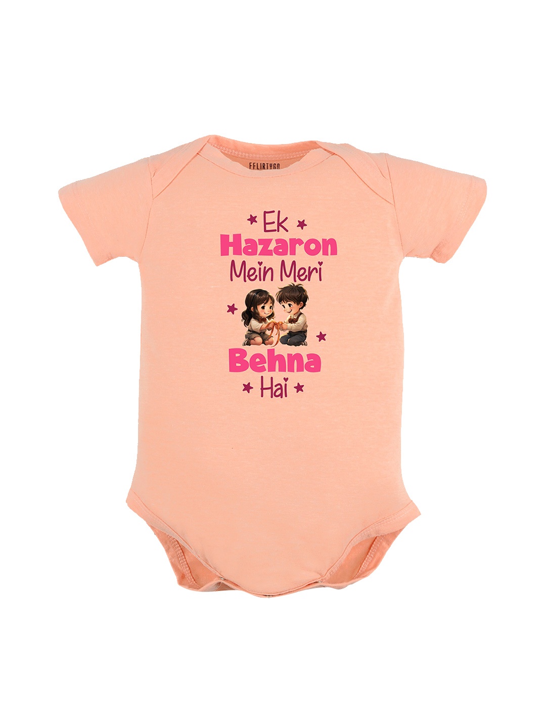 

FFLIRTYGO Infant Kids Typography Printed Pure Cotton Bodysuit, Peach