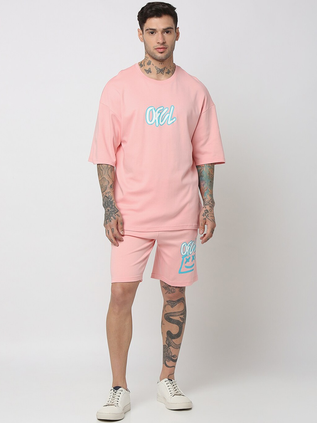 

7Shores Typography Printed Pure Cotton T-Shirt & Shorts, Pink