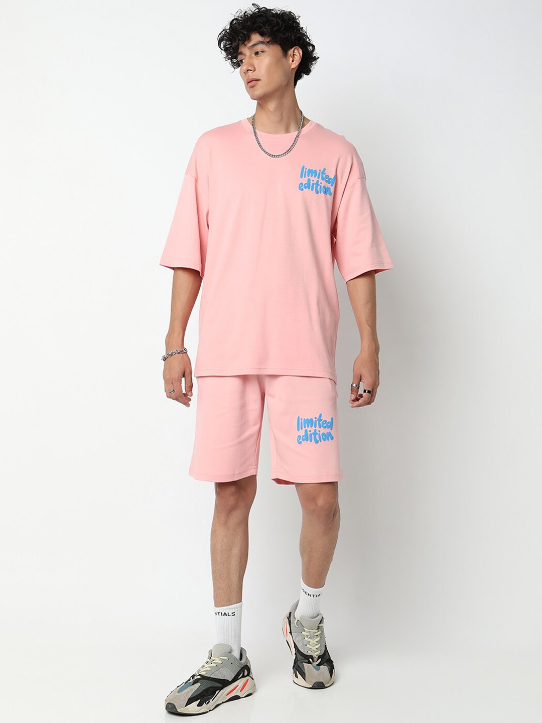

7Shores Typography Printed Pure Cotton Co-Ords, Pink