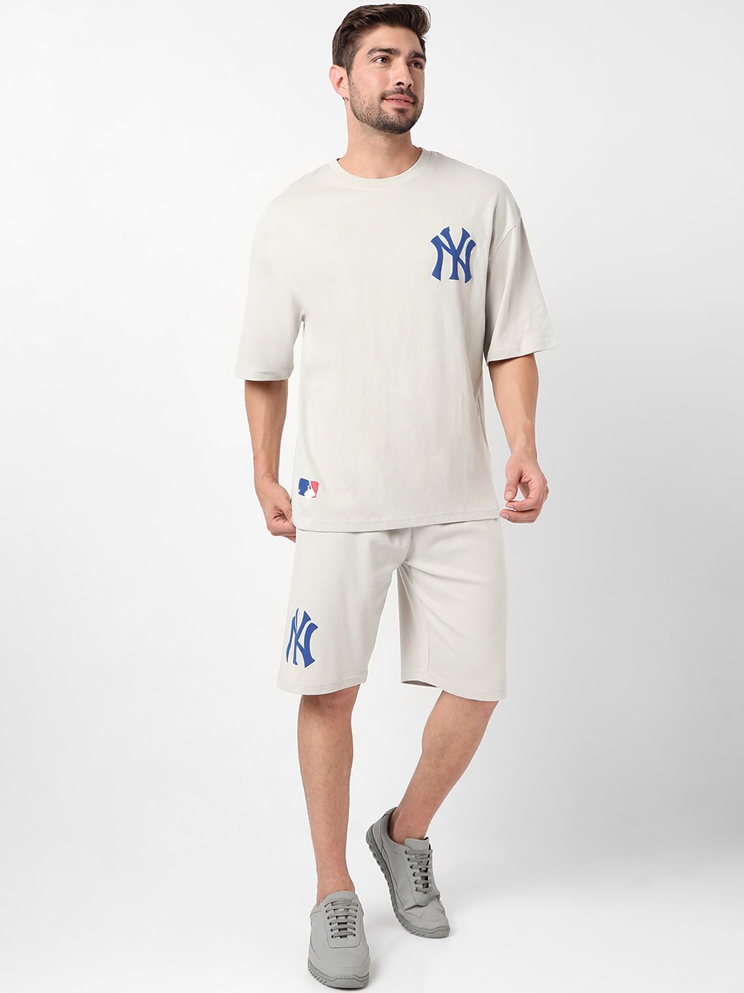 

7Shores Graphic Printed Pure Cotton Co-Ords, Grey