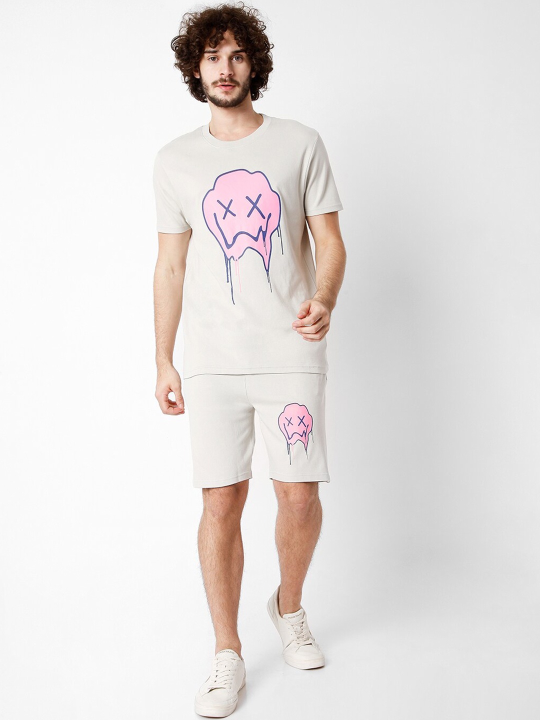

7Shores Graphic Printed Pure Cotton T-Shirt & Shorts, Off white