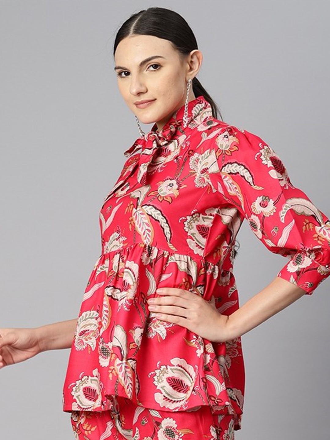 

Readiprint Women Printed Top with Palazzos, Red