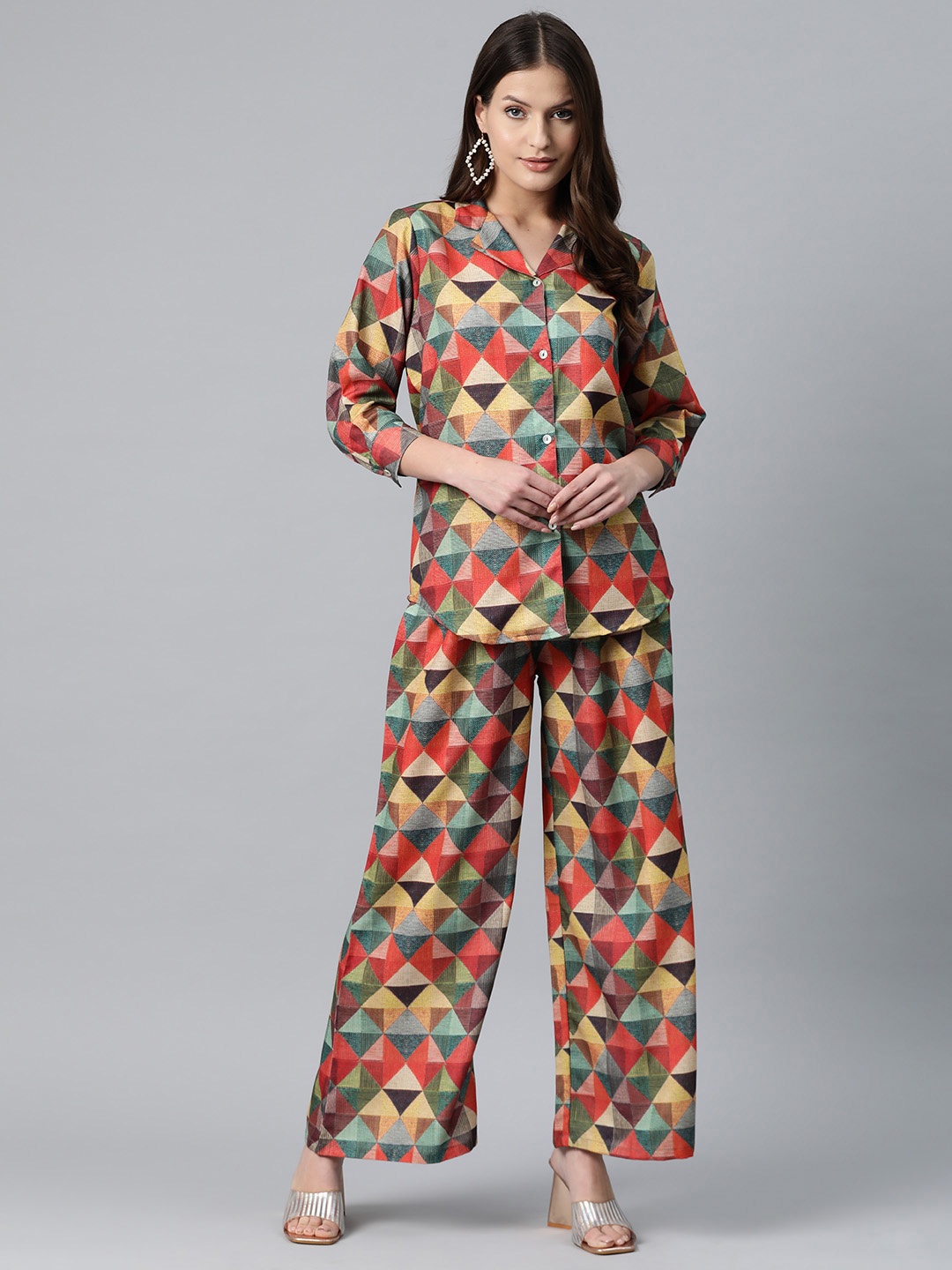 

Readiprint Printed Pure Cotton Longline Shirt & Palazzos, Multi