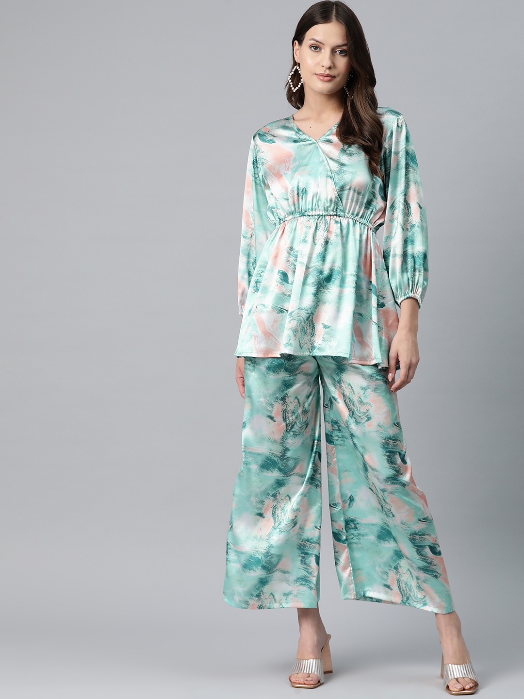 

Readiprint Printed Top & Palazzos, Sea green