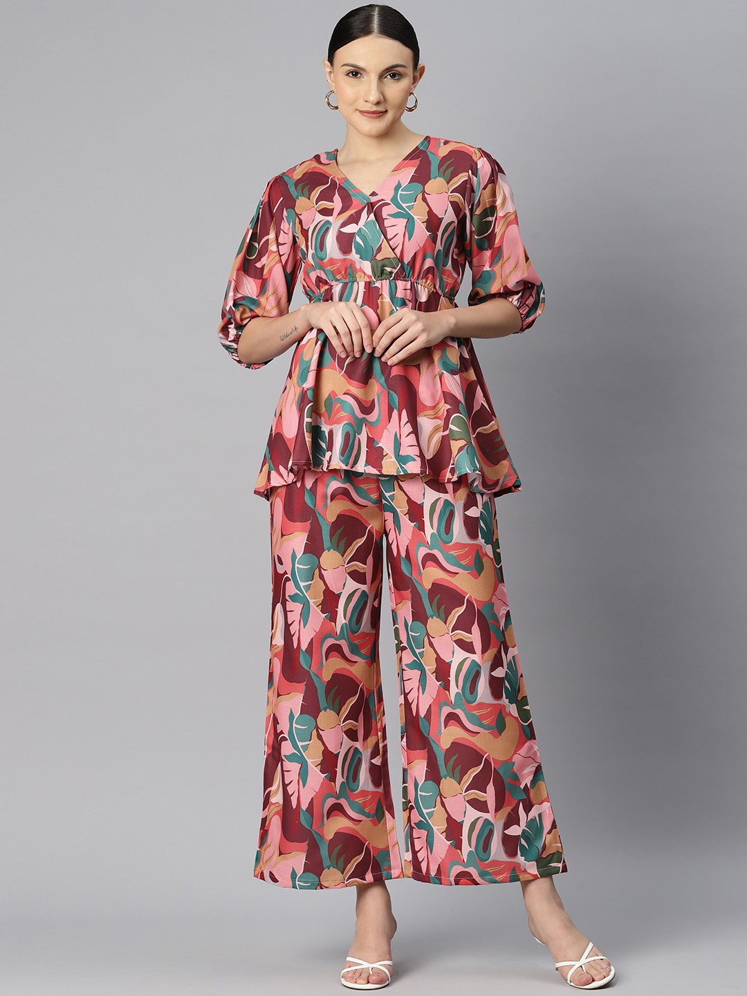 

Readiprint Printed Pure Cotton Top & Palazzos, Pink