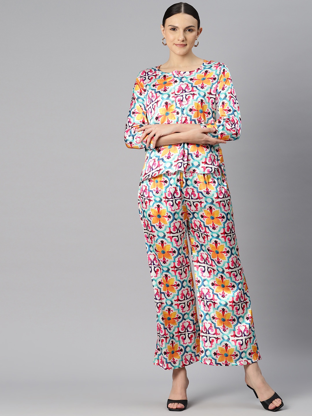 

Readiprint Women Printed Top with Palazzos, Multi