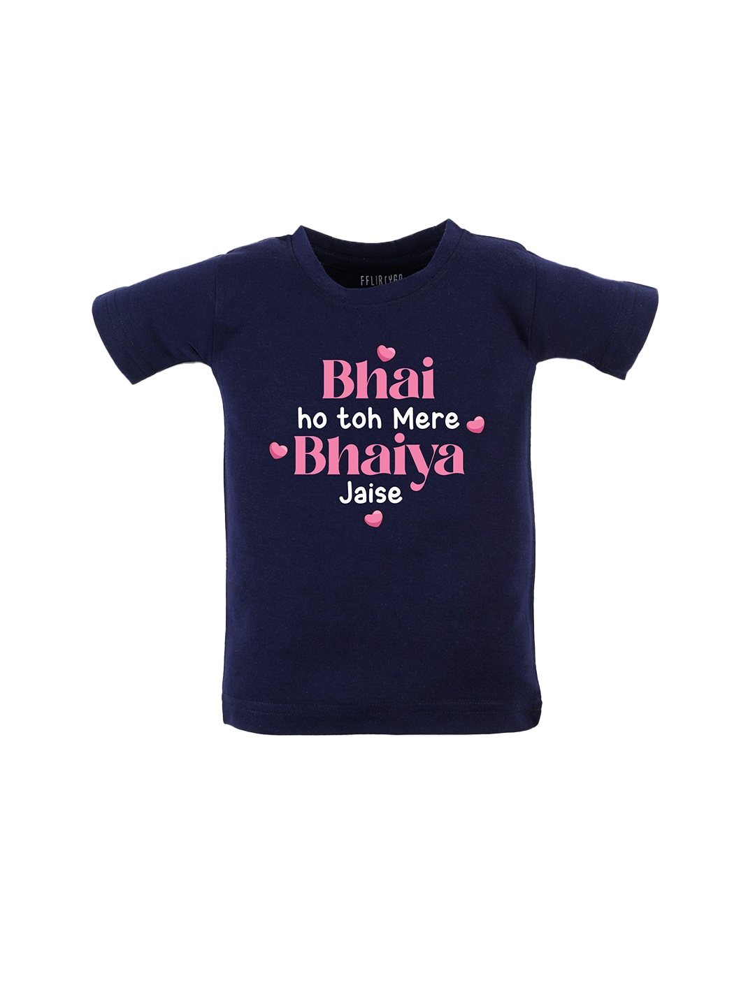 

FFLIRTYGO Kids Typography Printed Cotton T-shirt, Navy blue