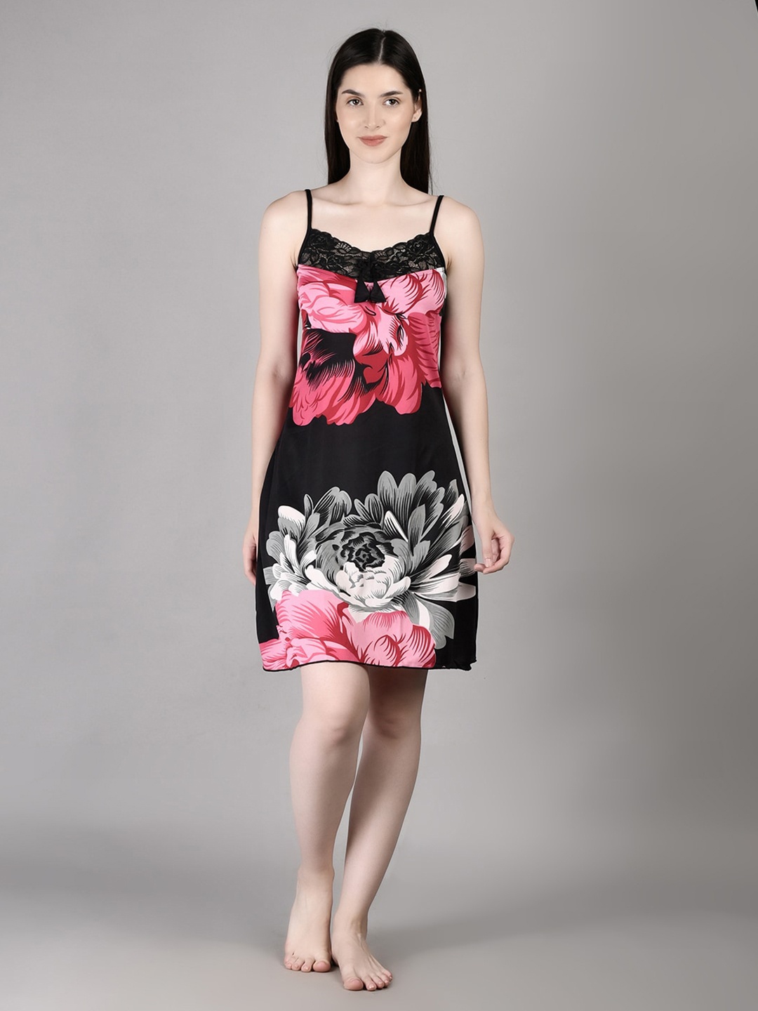 

Noty Floral Printed Shoulder Straps Nightdress, Pink