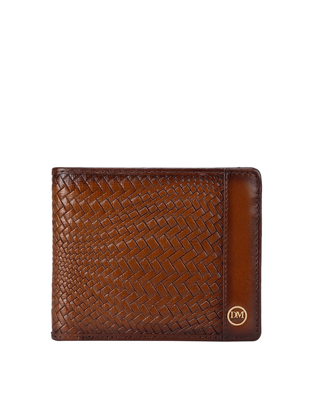 

Da Milano Men Textured Leather Two Fold Wallet, Brown