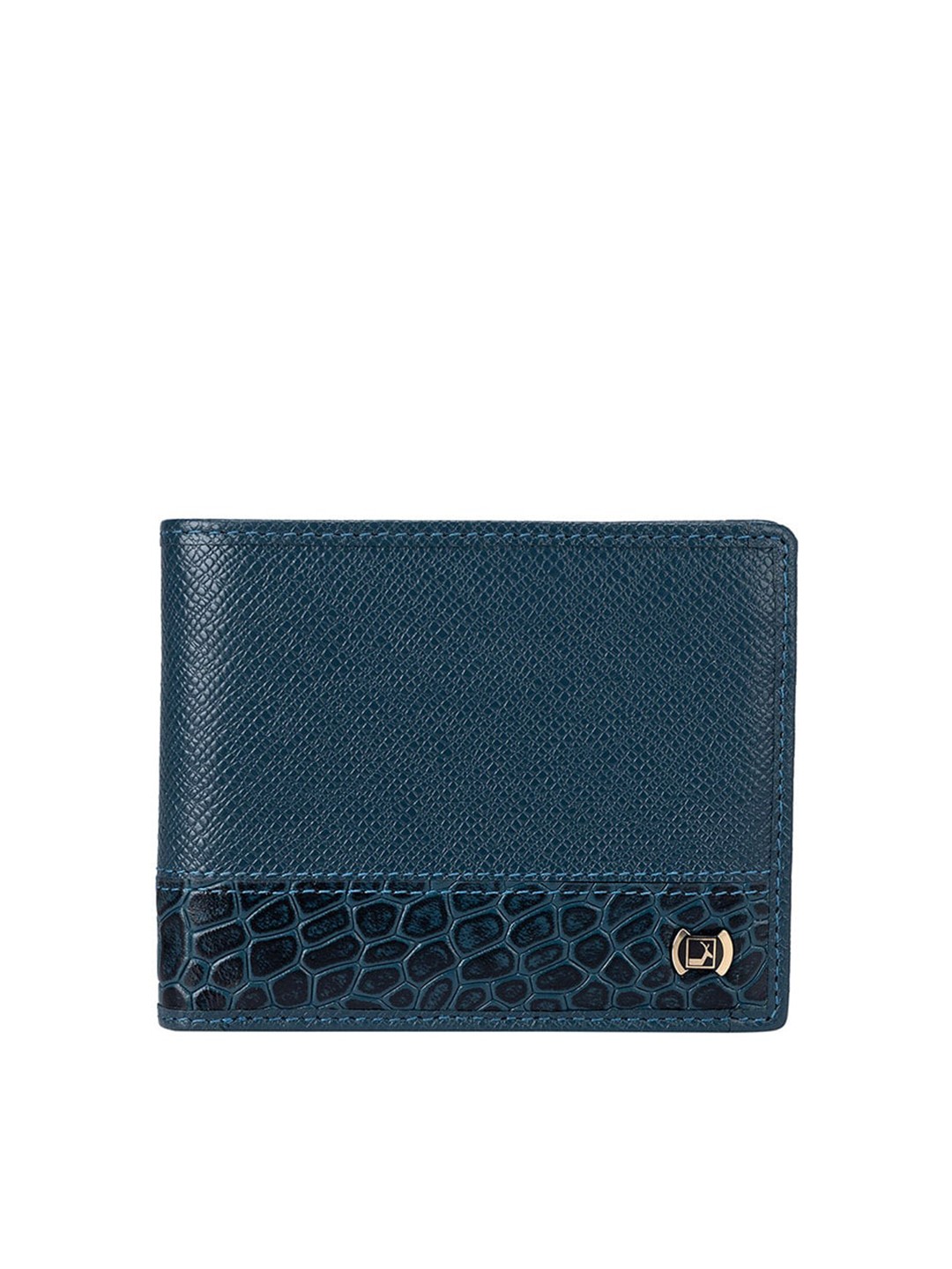 

Da Milano Men Textured Leather Two Fold Wallet, Blue
