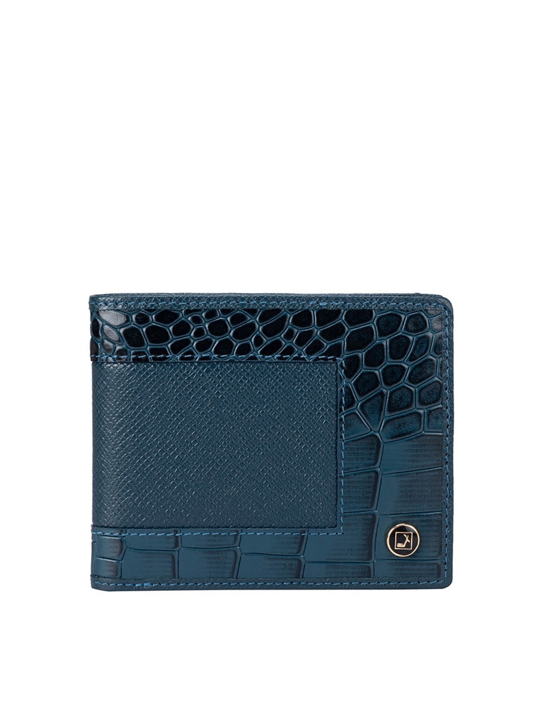 

Da Milano Men Textured Leather Two Fold Wallet, Blue