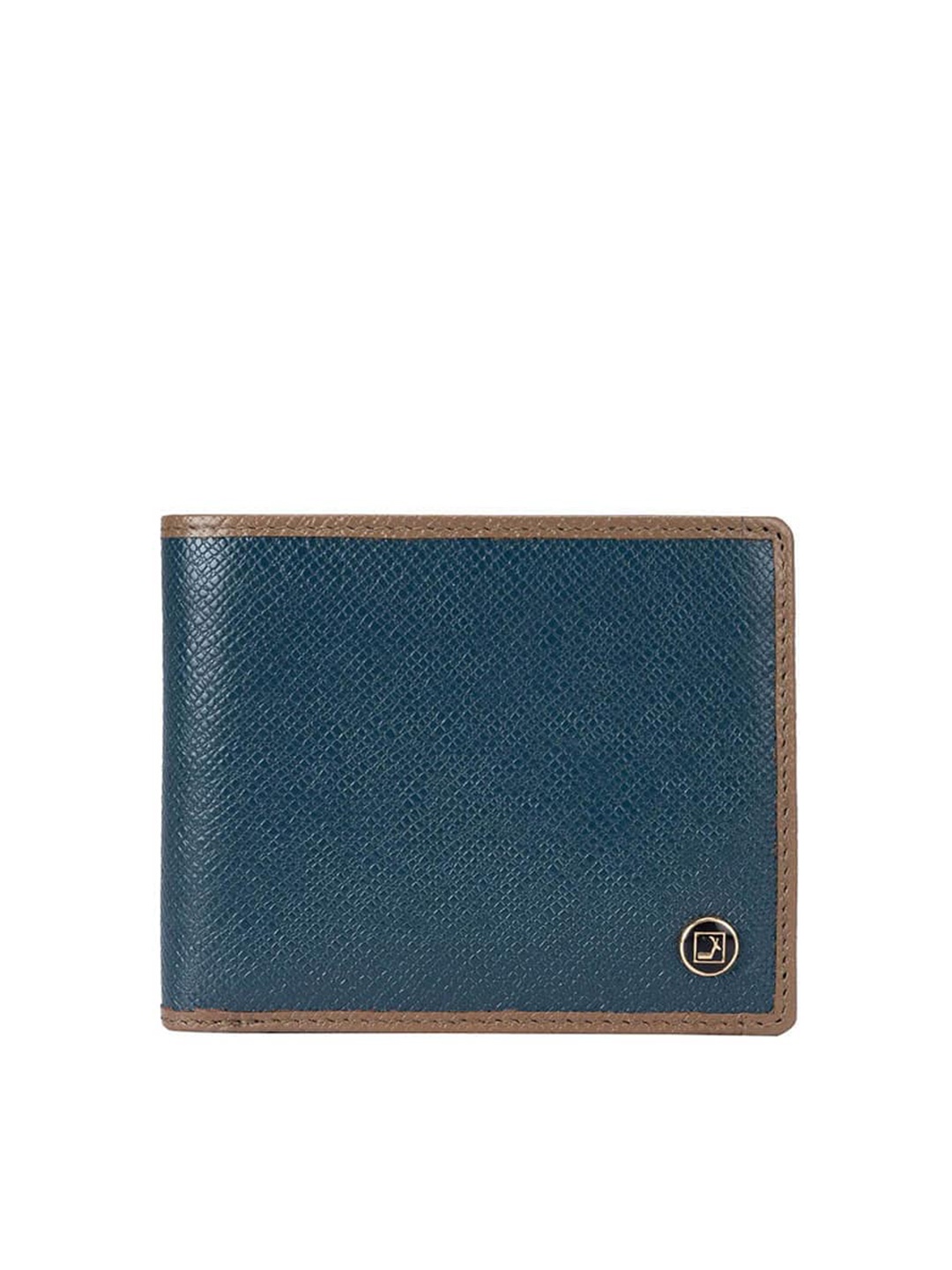 

Da Milano Men Blue Textured Leather Two Fold Wallet
