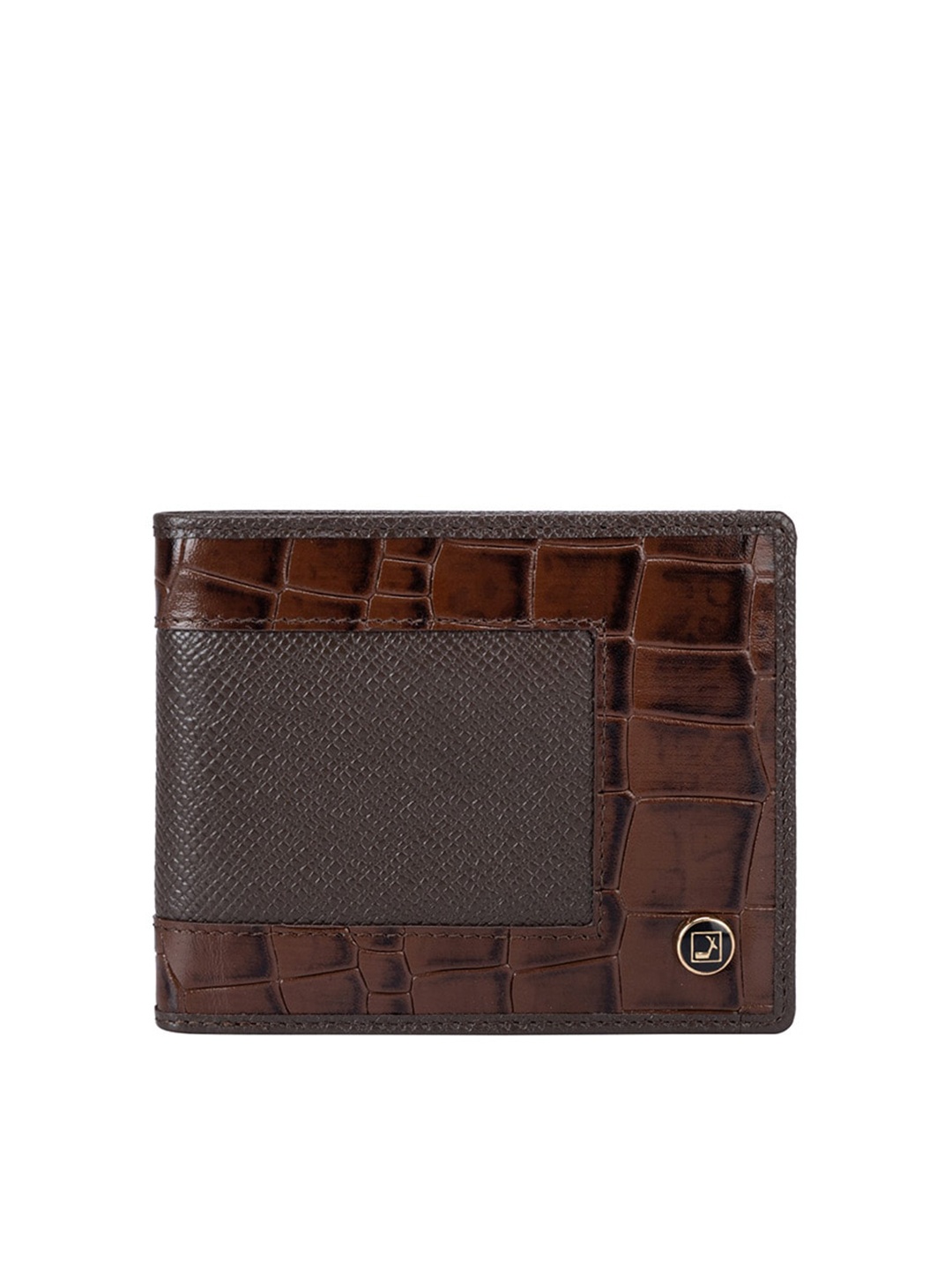 

Da Milano Men Abstract Textured Leather Two Fold Wallet, Brown