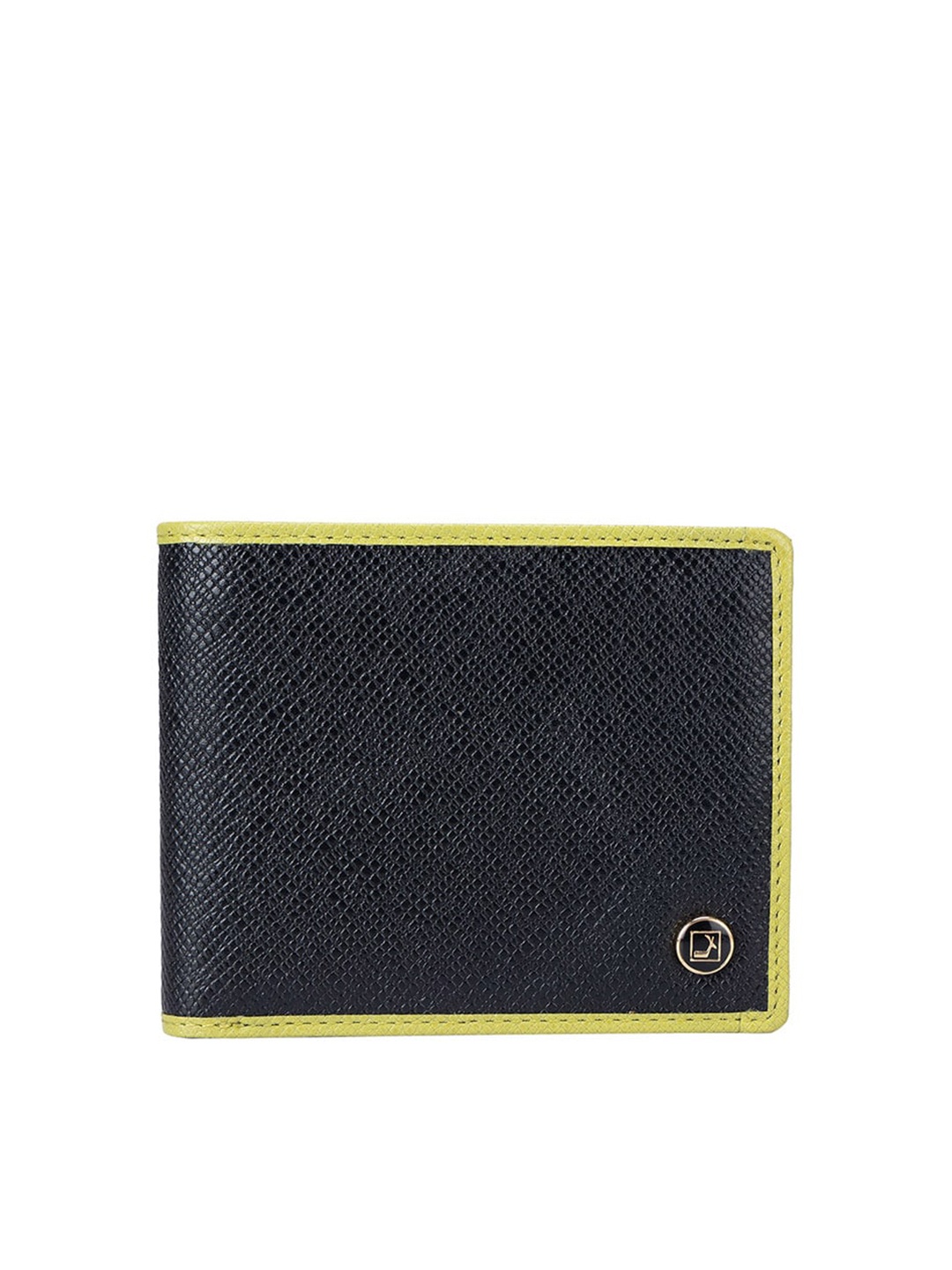 

Da Milano Men Textured Leather Two Fold Wallet, Black