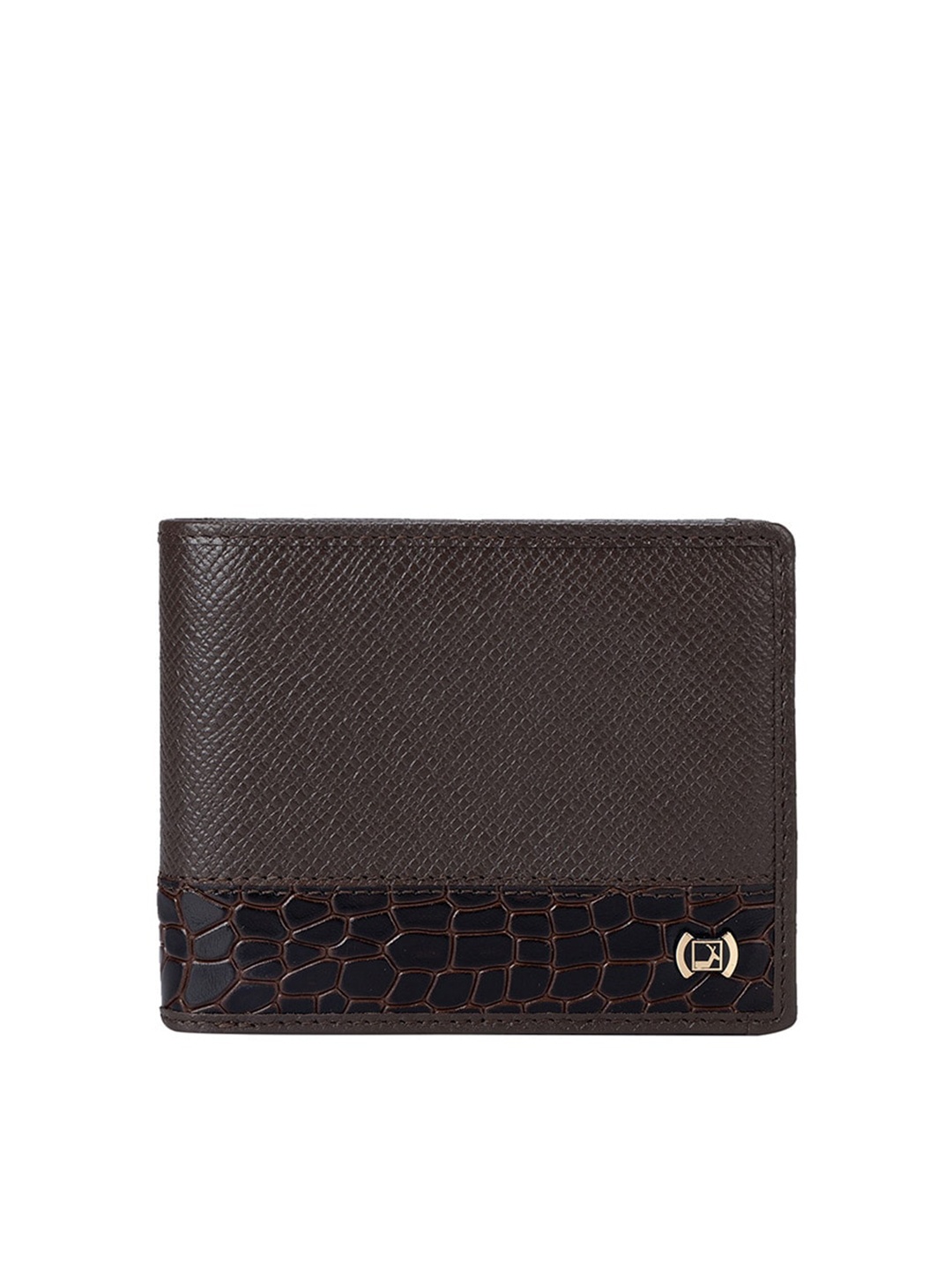 

Da Milano Men Textured Leather Two Fold Wallet, Brown