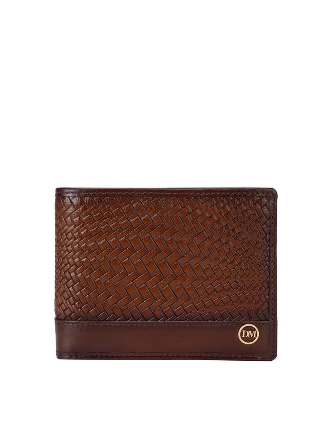 

Da Milano Men Abstract Textured Leather Two Fold Wallet, Brown