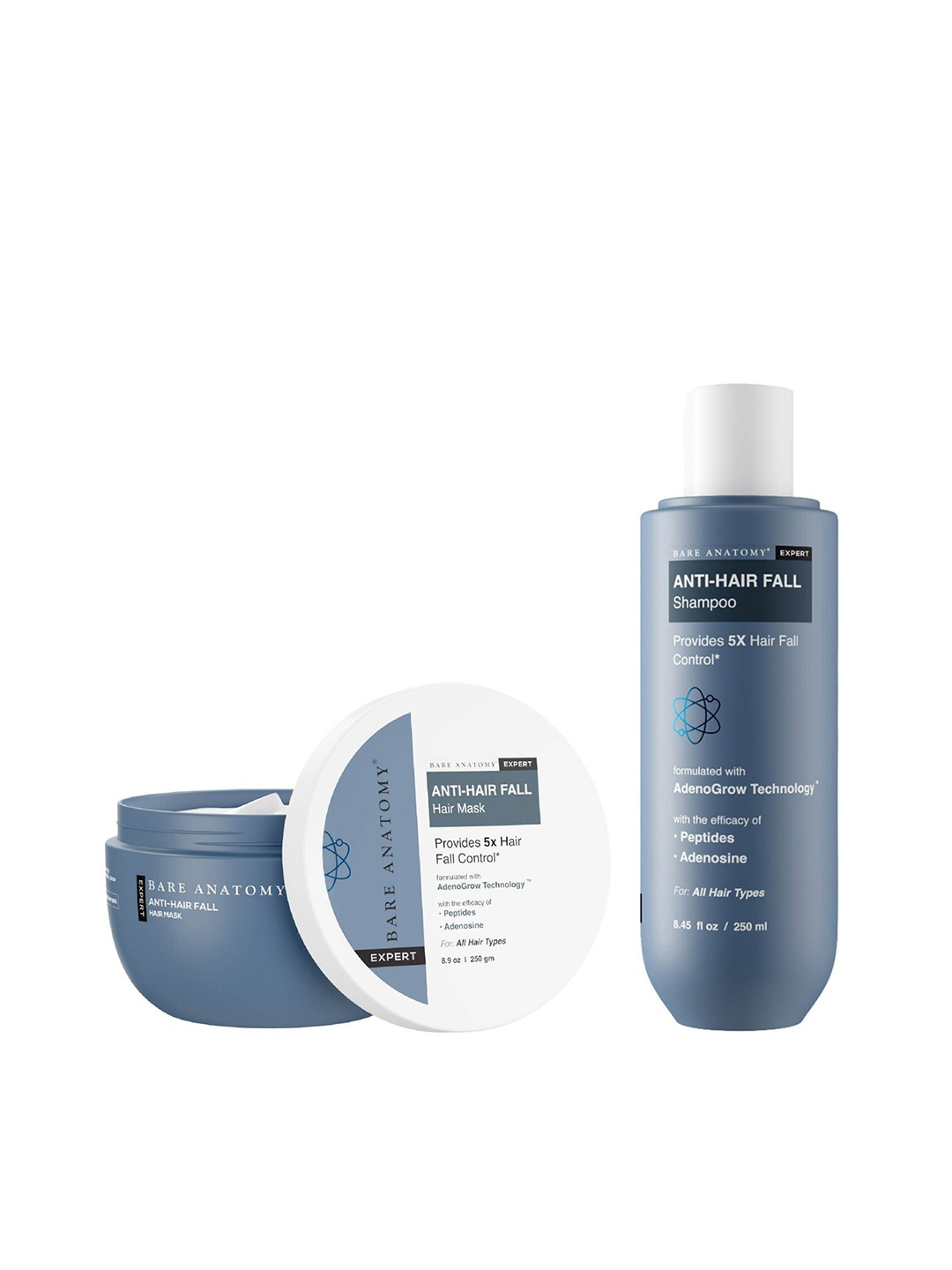 

Bare Anatomy Anti Hair Fall Shampoo & Hair Mask Kit, Blue