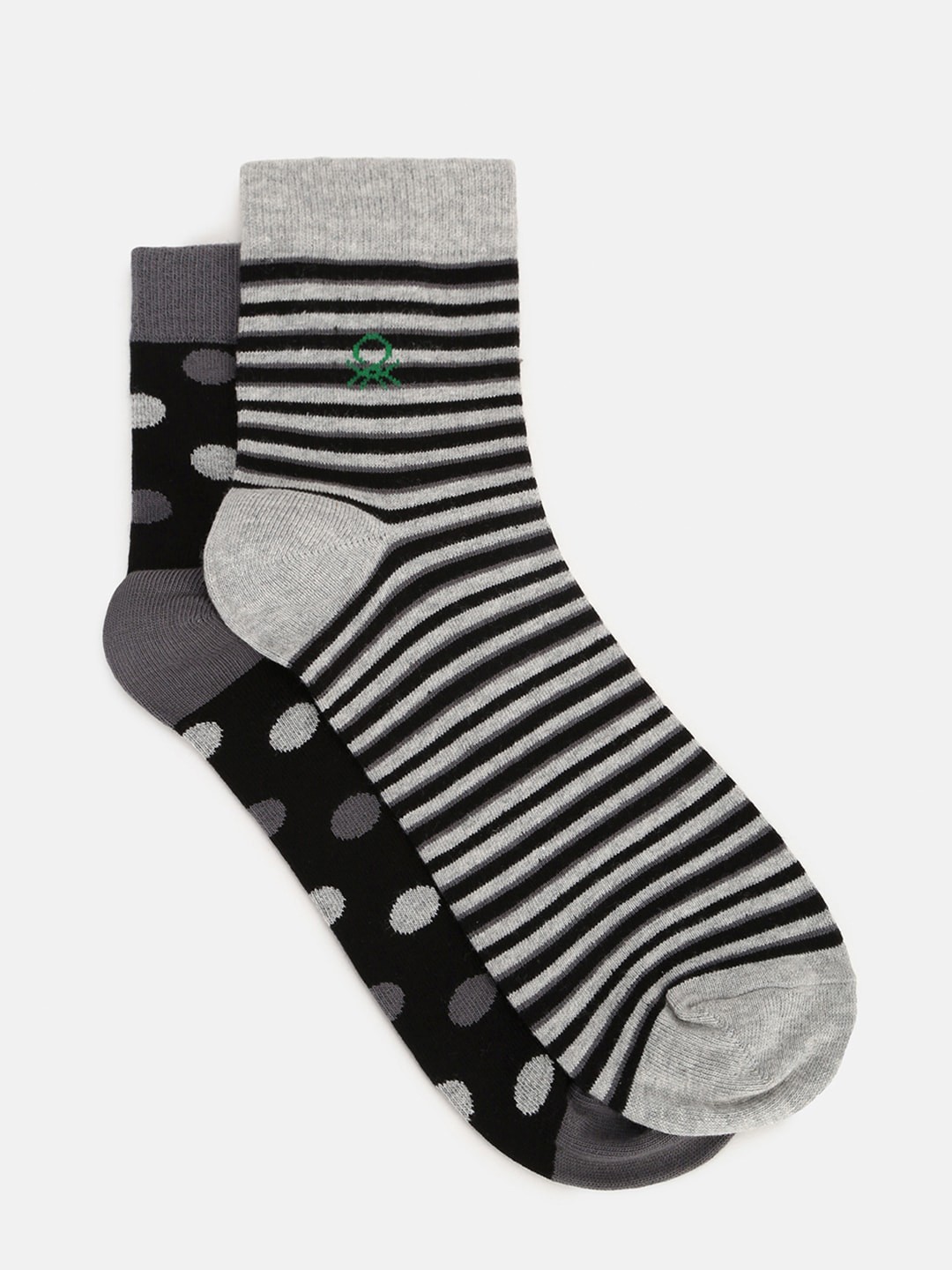 

United Colors of Benetton Men Pack Of 2 Pairs Of Patterned Above Ankle-length Socks, Black