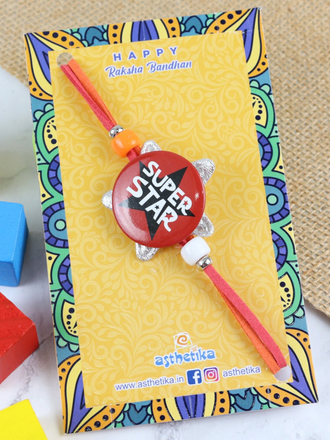

Asthetika Boys Super Star Rakhi, Red