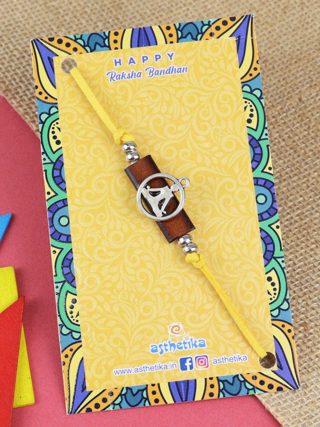 

Asthetika Boys Yoga Meditation Rakhi, Silver