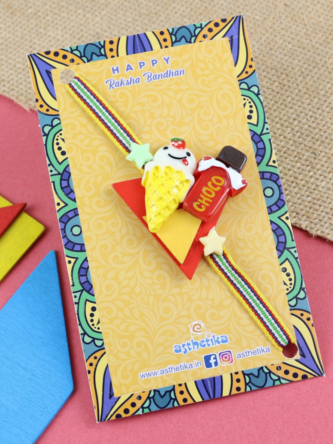 

Asthetika Boys Chocolate Ice-Cream Rakhi, Red