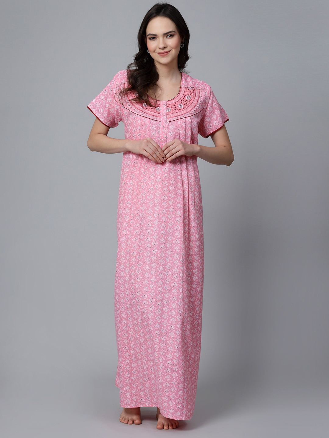 

Sweet Dreams Pink Floral Printed Maxi Nightdress
