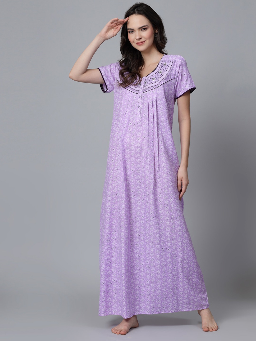 

Sweet Dreams Purple Floral Printed Maxi Nightdress