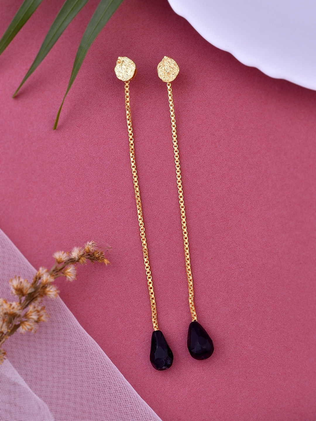 

Silvermerc Designs Gold-Plated Contemporary Drop Earrings