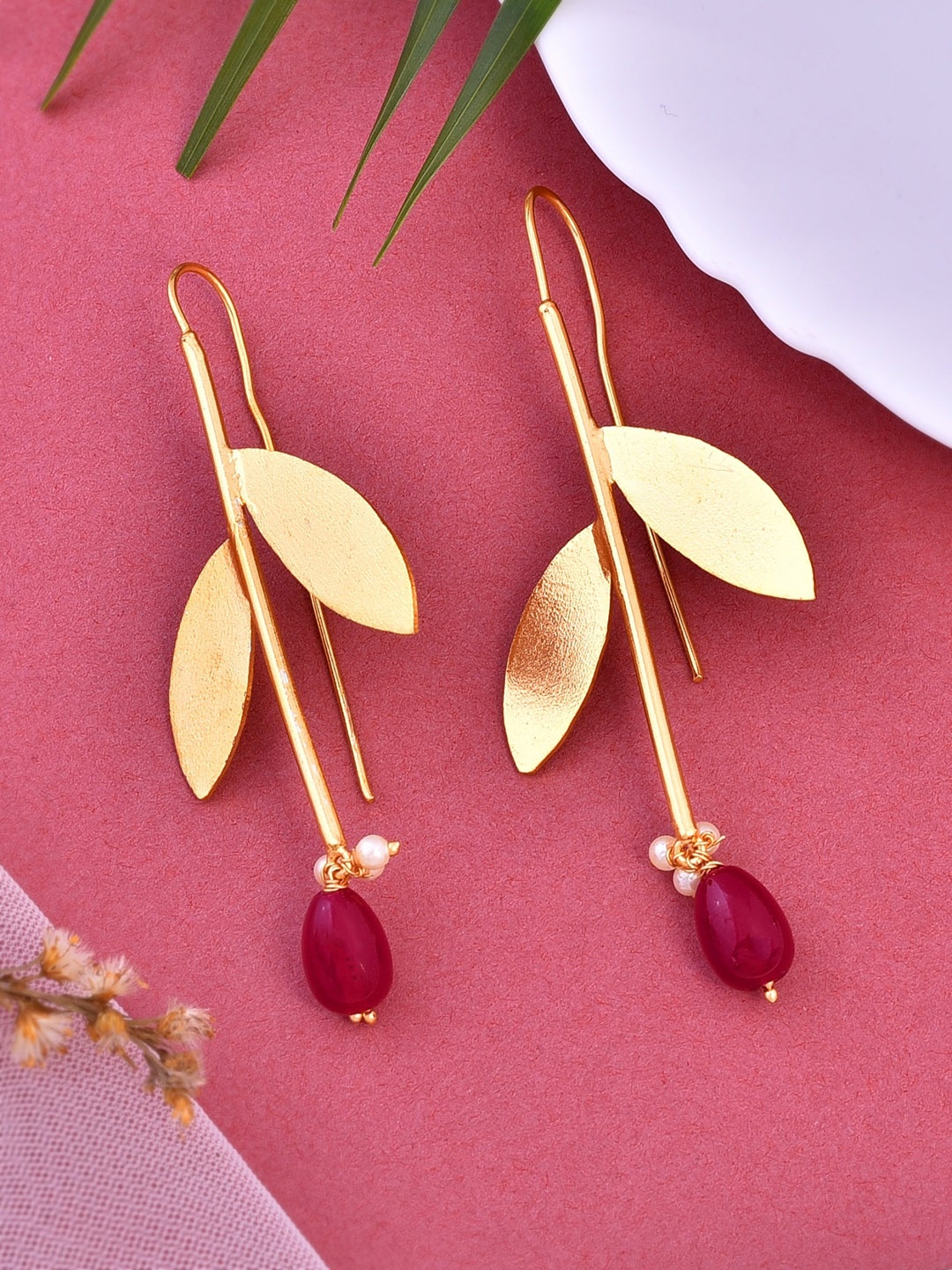 

Silvermerc Designs Gold-Plated Contemporary Drop Earrings