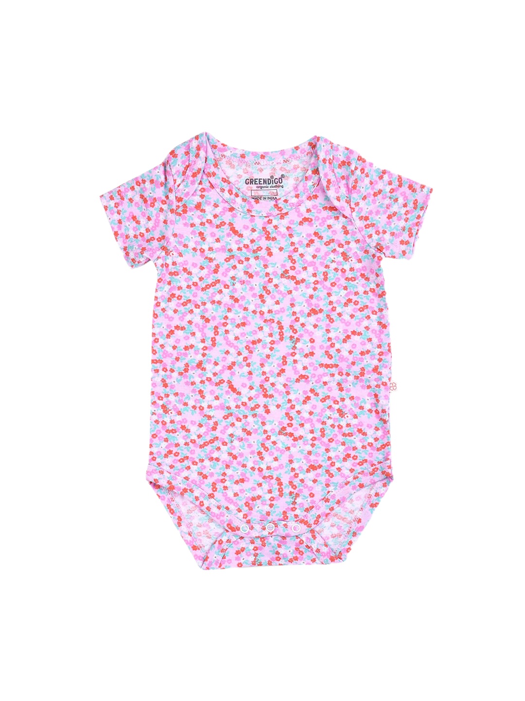 

GREENDIGO Infant Kids Printed Breathable Organic Cotton Bodysuit, Pink