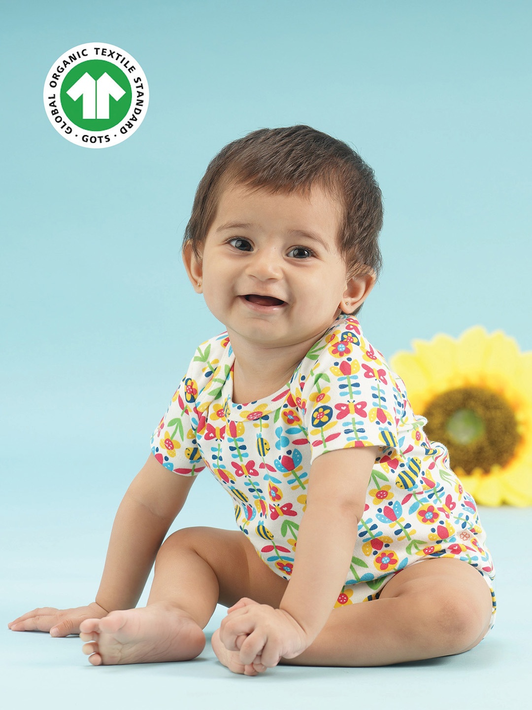 

GREENDIGO Infant Printed Organic Cotton Bodysuit, White