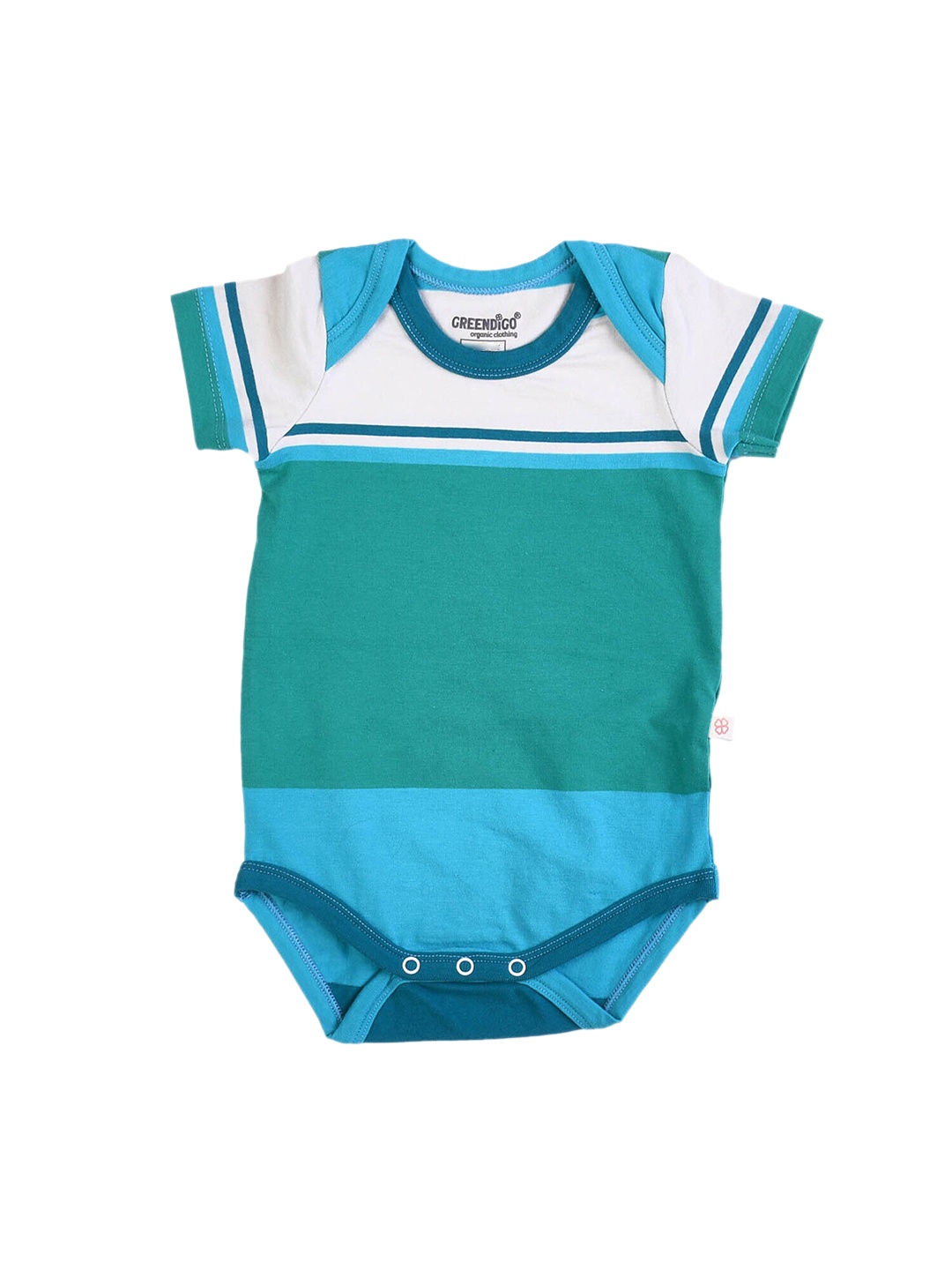 

GREENDIGO Infants Colourblocked Pure Cotton Bodysuit, Green