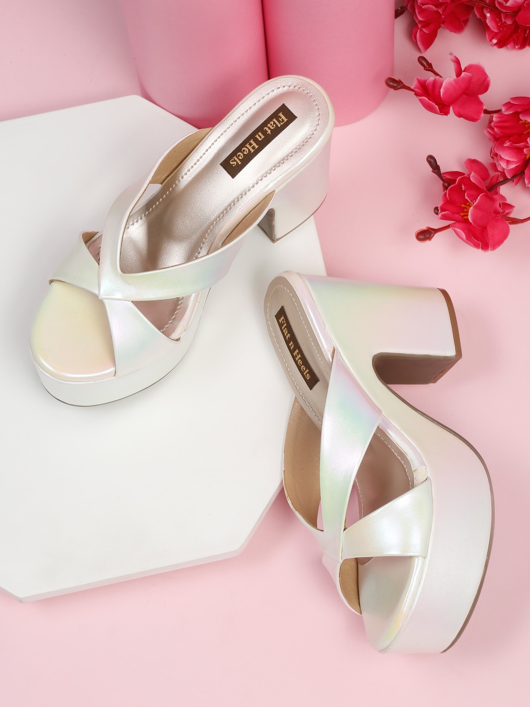 

Flat n Heels Open Toe Platform Heels, White