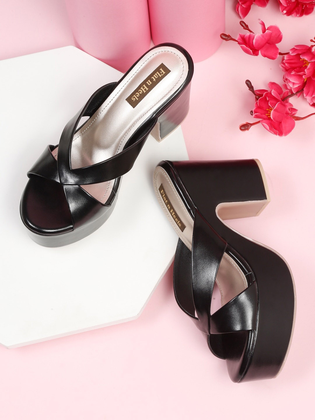

Flat n Heels Cross Strap Platform Heels, Black