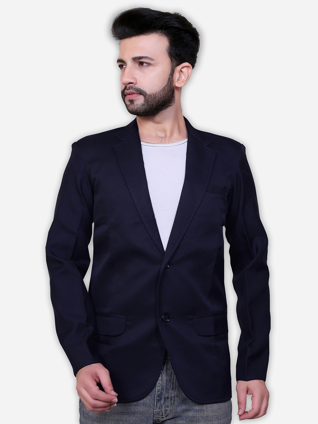 

Avaeta Notched Lapel Single-Breasted Casual Blazers, Navy blue