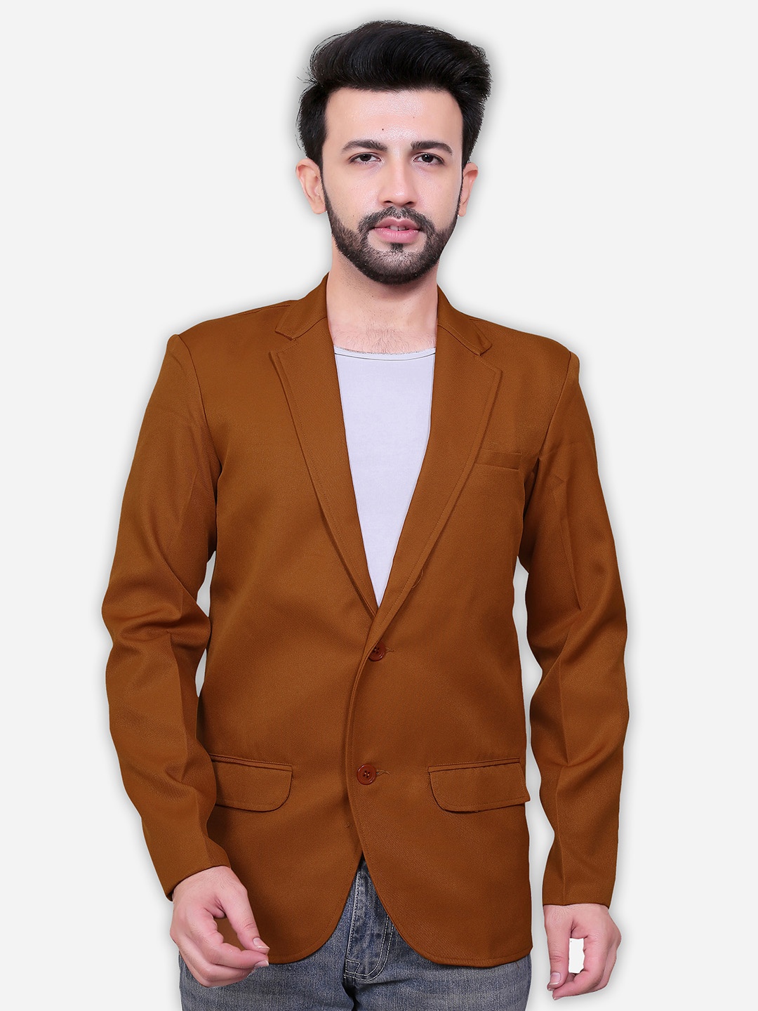 

Avaeta Notched Lapel Single-Breasted Casual Blazers, Mustard