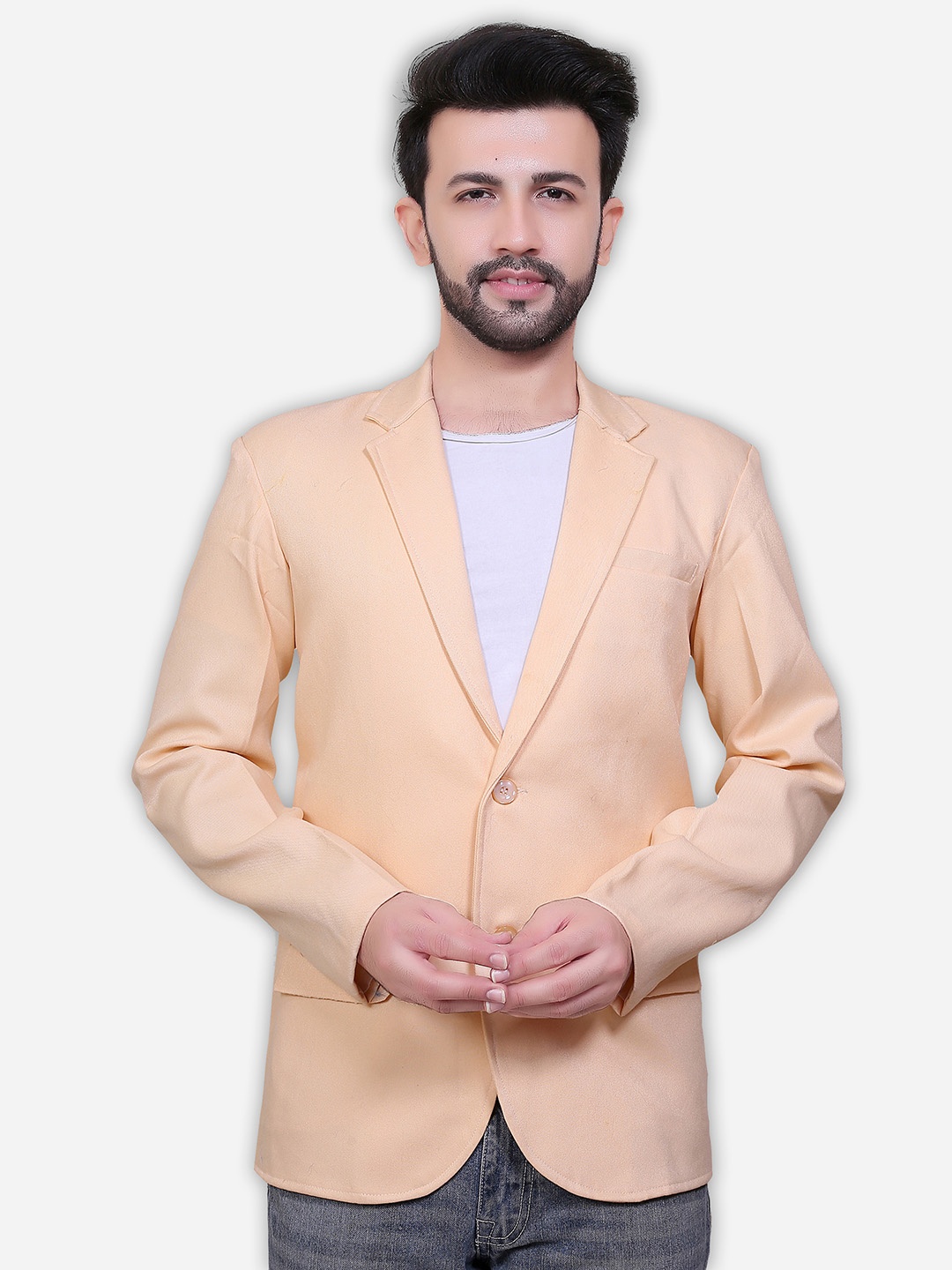 

Avaeta Notched Lapel Single-Breasted Casual Blazers, Cream