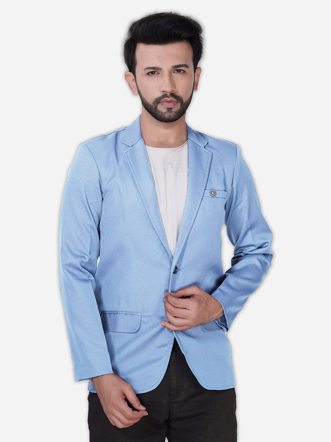 

Avaeta Notched Lapel Single-Breasted Casual Blazers, Blue