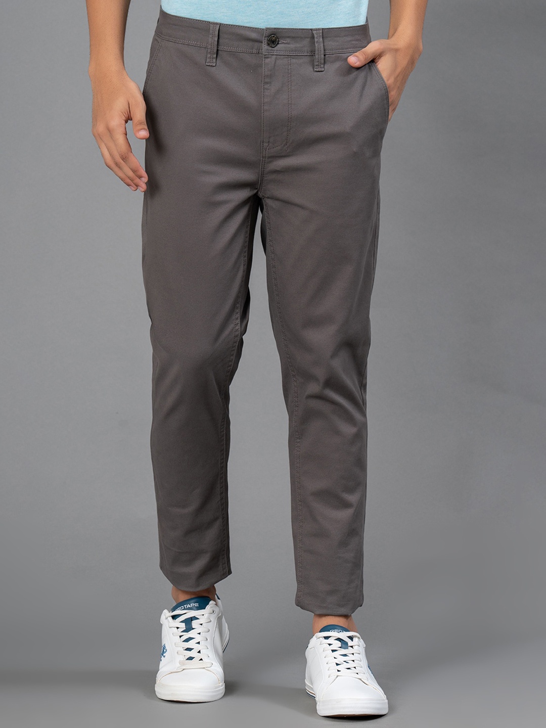 

Red Tape Men Solid Skinny Fit Chinos Trousers, Grey
