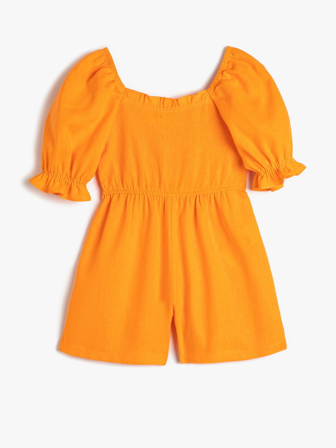 

Koton Girls Square Neck Smocked Jumpsuit, Orange