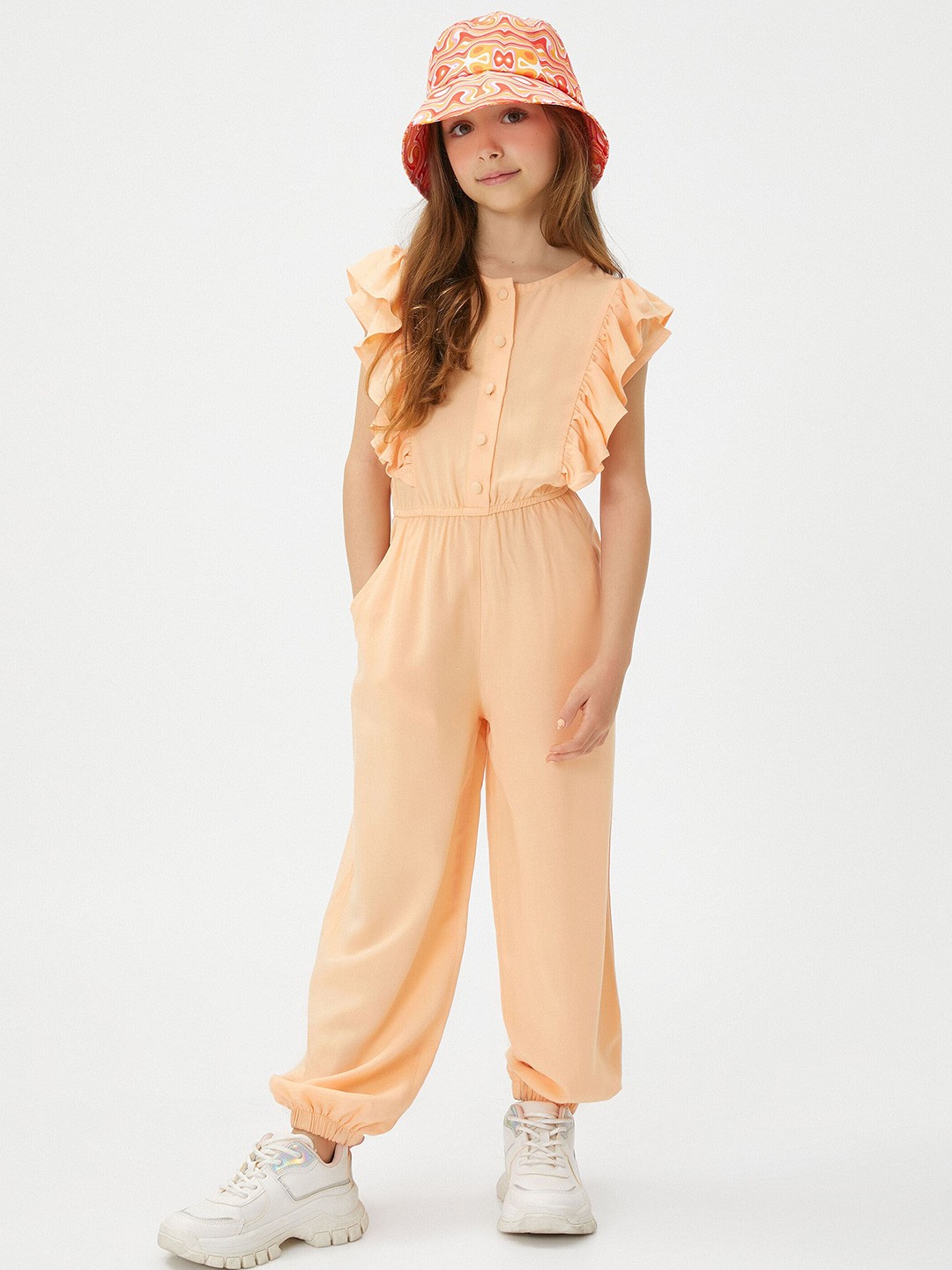 

Koton Girls Basic Jumpsuit With Ruffles, Pink
