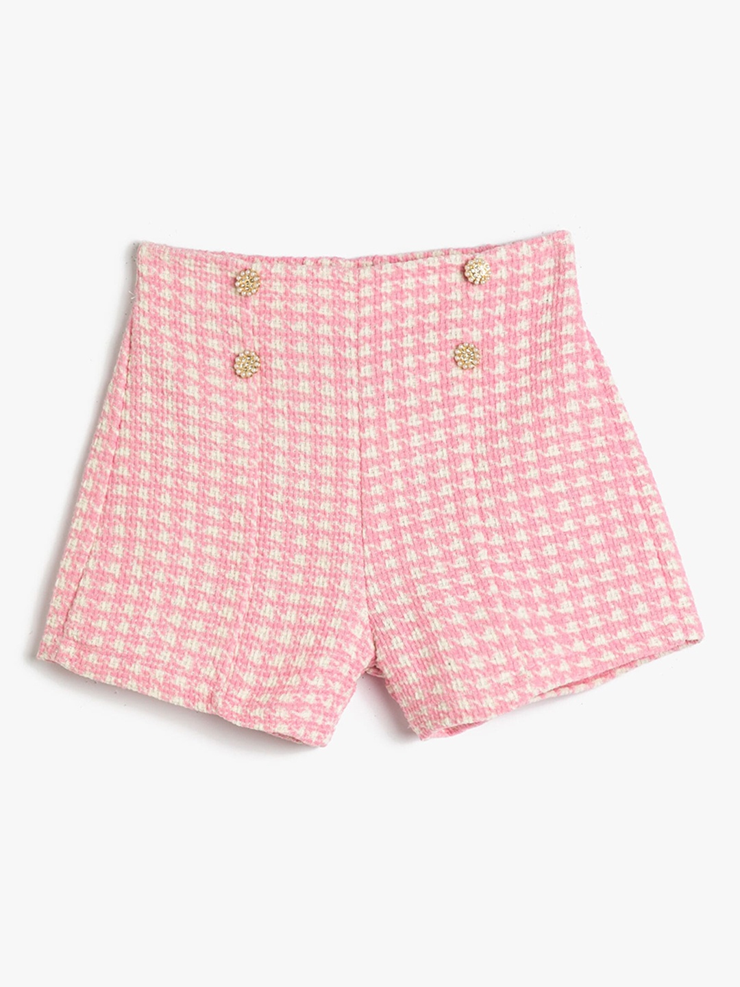 

Koton Girls Mid Rise Self Design Shorts, Pink