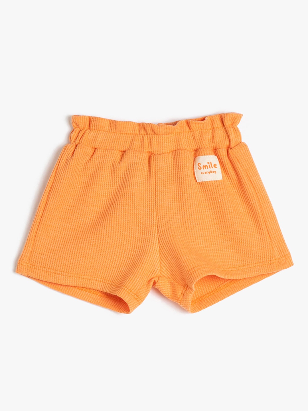 

Koton High-Rise Regular Fit Ribbed Cotton Shorts, Orange