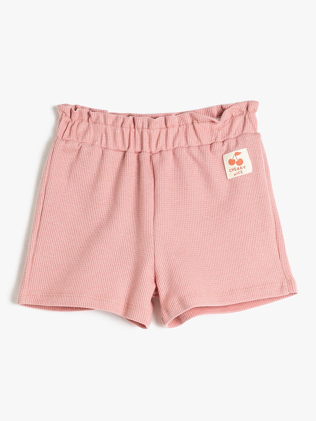 

Koton High-Rise Regular Fit Ribbed Cotton Shorts, Pink